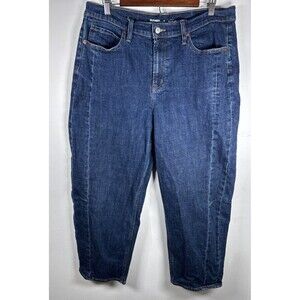Old Navy High Rise Barrel Leg Jeans Women Size 14 Cropped Medium Wash